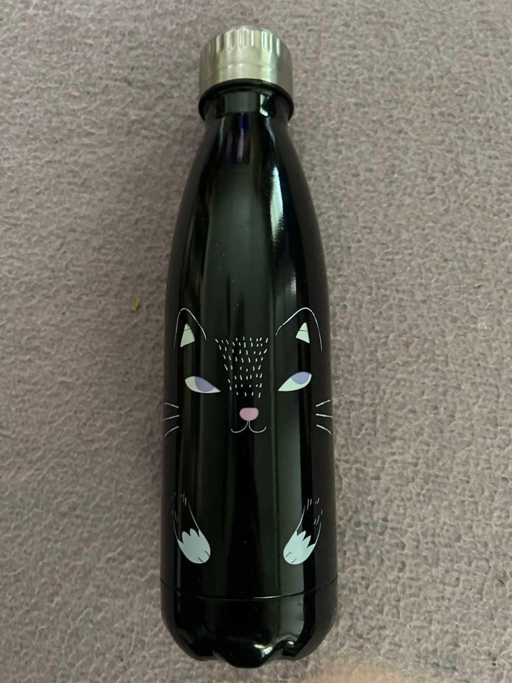 Black Cat-Themed Stainless Water Bottle